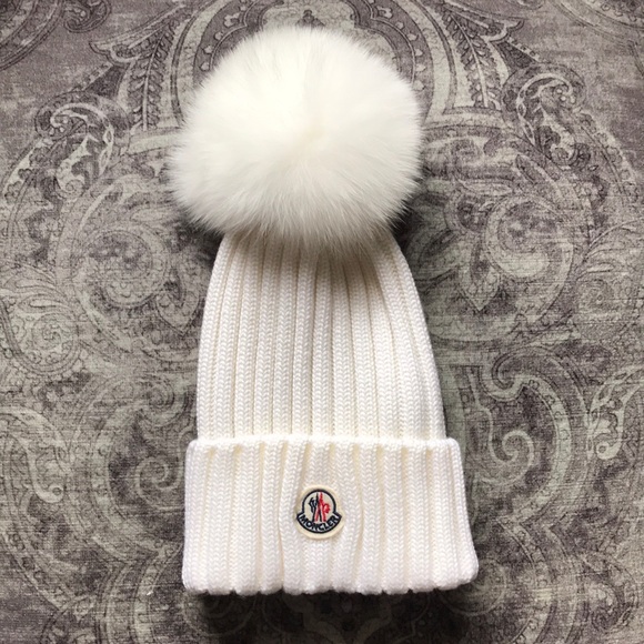 cream moncler hat